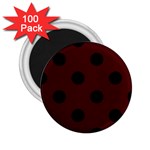 Polka Dots - Black on Bulgarian Rose Red 2.25  Magnet (100 pack)