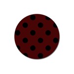 Polka Dots - Black on Bulgarian Rose Red Magnet 3  (Round)
