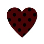 Polka Dots - Black on Bulgarian Rose Red Magnet (Heart)