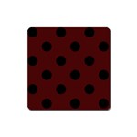 Polka Dots - Black on Bulgarian Rose Red Magnet (Square)