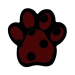 Polka Dots - Black on Bulgarian Rose Red Magnet (Paw Print)