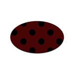 Polka Dots - Black on Bulgarian Rose Red Sticker Oval (10 pack)