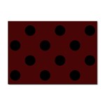 Polka Dots - Black on Bulgarian Rose Red Sticker A4 (10 pack)