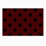 Polka Dots - Black on Bulgarian Rose Red Postcards 5  x 7  (Pkg of 10)