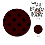 Polka Dots - Black on Bulgarian Rose Red Multi-purpose Cards (Round)