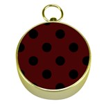 Polka Dots - Black on Bulgarian Rose Red Gold Compass