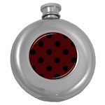 Polka Dots - Black on Bulgarian Rose Red Hip Flask (5 oz)