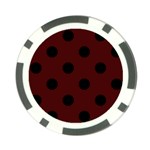 Polka Dots - Black on Bulgarian Rose Red Poker Chip Card Guard