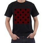 Polka Dots - Black on Bulgarian Rose Red Men s T-Shirt (Black)