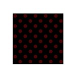 Polka Dots - Bulgarian Rose Red on Black Satin Bandana Scarf