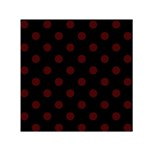 Polka Dots - Bulgarian Rose Red on Black Small Satin Scarf  (Square)