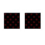 Polka Dots - Bulgarian Rose Red on Black Cufflinks (Square)