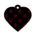 Polka Dots - Bulgarian Rose Red on Black Dog Tag Heart (Two Sides)
