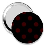 Polka Dots - Bulgarian Rose Red on Black 3  Handbag Mirror