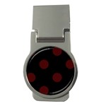 Polka Dots - Bulgarian Rose Red on Black Money Clip (Round)