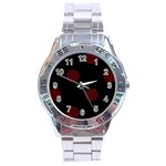 Polka Dots - Bulgarian Rose Red on Black Stainless Steel Analogue Watch