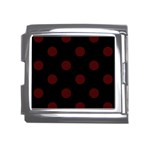 Polka Dots - Bulgarian Rose Red on Black Mega Link Italian Charm (18mm)