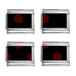 Polka Dots - Bulgarian Rose Red on Black 9mm Italian Charm (4 pack)