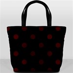 Polka Dots - Bulgarian Rose Red on Black Bucket Bag