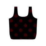 Polka Dots - Bulgarian Rose Red on Black Full Print Recycle Bag (S)