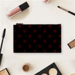 Polka Dots - Bulgarian Rose Red on Black Cosmetic Bag (S)