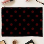Polka Dots - Bulgarian Rose Red on Black Cosmetic Bag (XXXL)