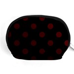 Polka Dots - Bulgarian Rose Red on Black Accessory Pouch (Medium)