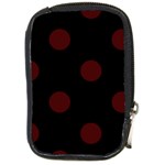 Polka Dots - Bulgarian Rose Red on Black Compact Camera Leather Case