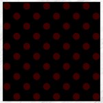 Polka Dots - Bulgarian Rose Red on Black Canvas 16  x 16 