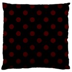 Polka Dots - Bulgarian Rose Red on Black Large Flano Cushion Case (One Side)