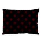 Polka Dots - Bulgarian Rose Red on Black Pillow Case (One Side)
