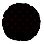Polka Dots - Bulgarian Rose Red on Black Large 18  Premium Flano Round Cushion