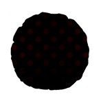 Polka Dots - Bulgarian Rose Red on Black Standard 15  Premium Flano Round Cushion