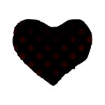 Polka Dots - Bulgarian Rose Red on Black Standard 16  Premium Heart Shape Cushion