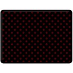 Polka Dots - Bulgarian Rose Red on Black Double Sided Fleece Blanket (Large) (Two Sides)