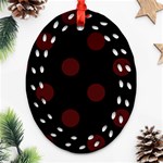 Polka Dots - Bulgarian Rose Red on Black Oval Filigree Ornament (Two Sides)