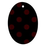 Polka Dots - Bulgarian Rose Red on Black Ornament (Oval)