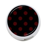 Polka Dots - Bulgarian Rose Red on Black 4-Port USB Hub (One Side)
