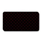 Polka Dots - Bulgarian Rose Red on Black Medium Bar Mat