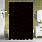 Polka Dots - Bulgarian Rose Red on Black Shower Curtain 48  x 72  (Small)