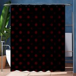 Polka Dots - Bulgarian Rose Red on Black Shower Curtain 60  x 72  (Medium)
