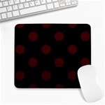 Polka Dots - Bulgarian Rose Red on Black Large Mousepad