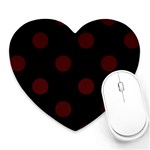 Polka Dots - Bulgarian Rose Red on Black Heart Mousepad