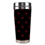 Polka Dots - Bulgarian Rose Red on Black Stainless Steel Travel Tumbler