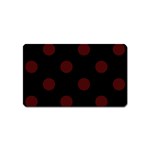 Polka Dots - Bulgarian Rose Red on Black Magnet (Name Card)
