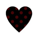 Polka Dots - Bulgarian Rose Red on Black Magnet (Heart)