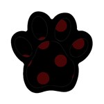 Polka Dots - Bulgarian Rose Red on Black Magnet (Paw Print)
