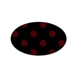 Polka Dots - Bulgarian Rose Red on Black Sticker (Oval)