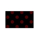 Polka Dots - Bulgarian Rose Red on Black Sticker (Rectangular)