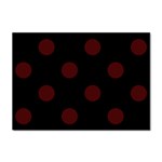 Polka Dots - Bulgarian Rose Red on Black Sticker A4 (10 pack)